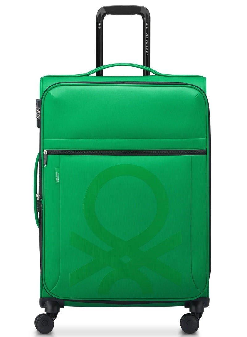 UNITED COLORS OF BENETTON Color Block 69 Cm 4-Double Wheeled Softside Expandable Check-In Luggage Trolley Case - Green - Image 1